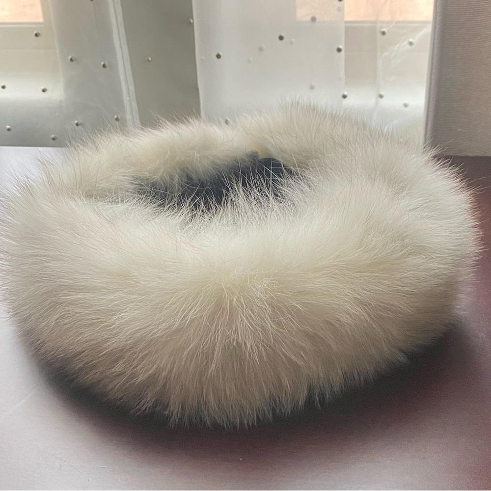 Genuine white fox fur head wrap.